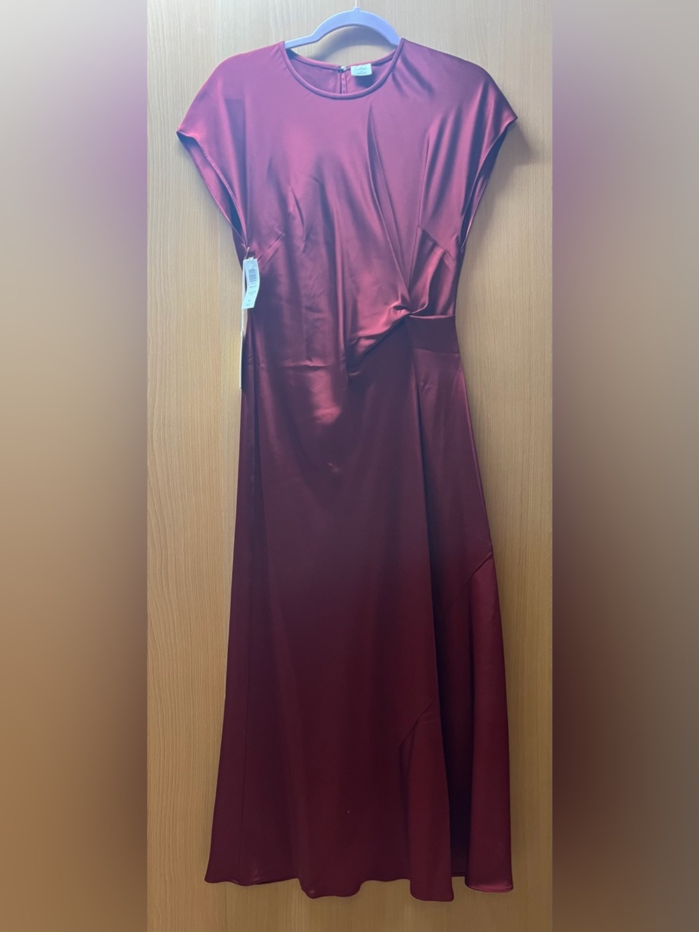 NWT* Aritzia Wilfred Nicolette Satin Dress | Dark Ruby Red, M